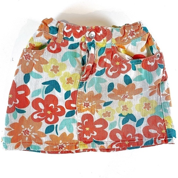 Gymboree Jean Skirt with Bright Floral Print Girls Size 7 - Picture 1 of 6